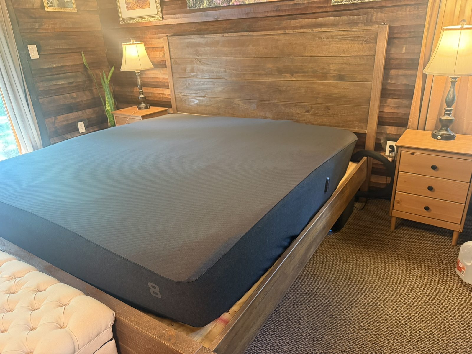 Eight Sleep Pod 6 Cover fitted over a king-size mattress in a bedroom